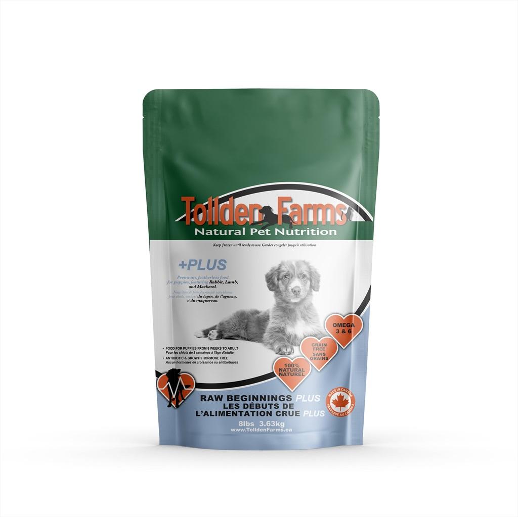 Tollden Farms Raw Beginnings Puppy Plus Patties Frozen Dog Food, 8-lb