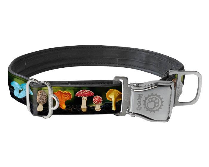 Cycle Dog FattyWidth Collar with Metal Buckle for Dogs, Mushrooms, Medium
