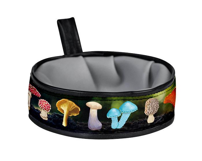 Cycle Dog Trail Buddy Collapsible Dog Travel Bowl, Mushrooms, 22-oz