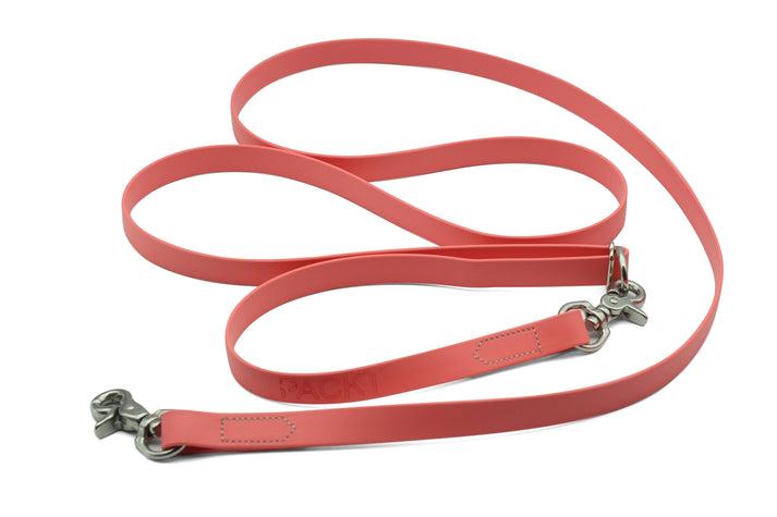 PACKT Ascent Hands-Free Dynamic Dog Leash, Coral, 8-ft