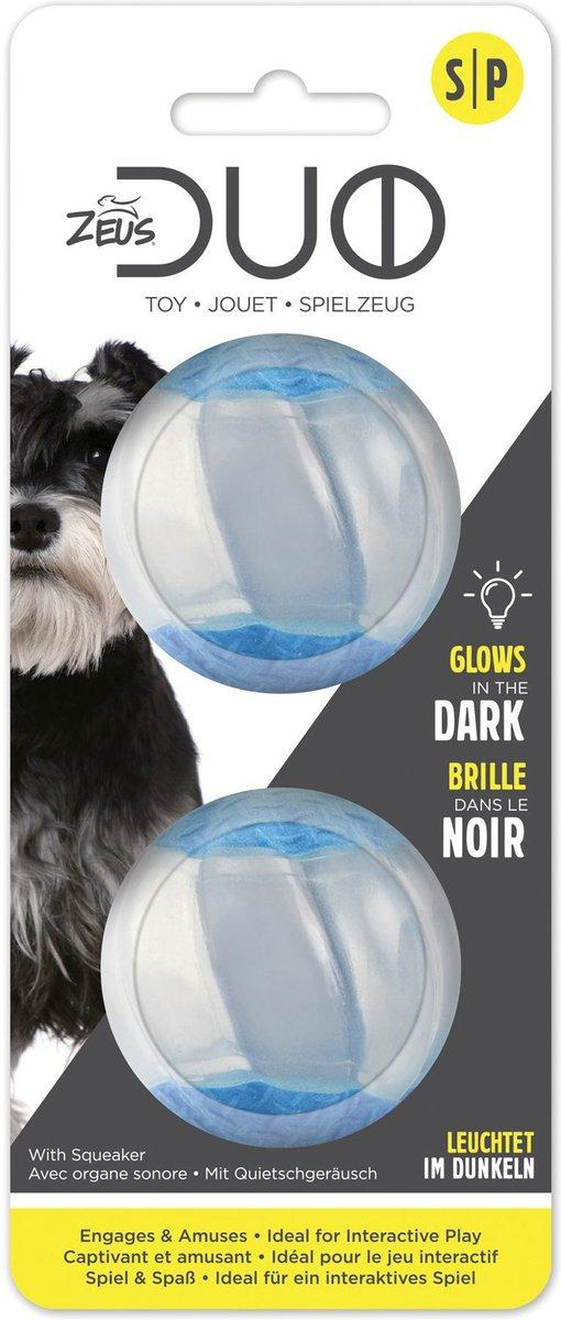 Zeus Duo Ball with Squeaker & Glow Dog Toy, 2-in, 2-pk