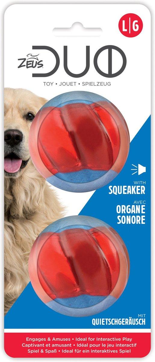 Zeus Duo Ball with Squeaker Dog Toy, 2.5-in, 2-pk