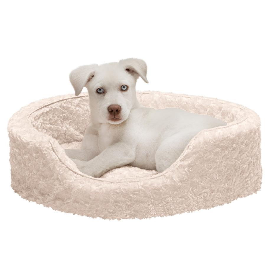FurHaven Ultra Plush Oval Pet Bed, Cream, X-Large