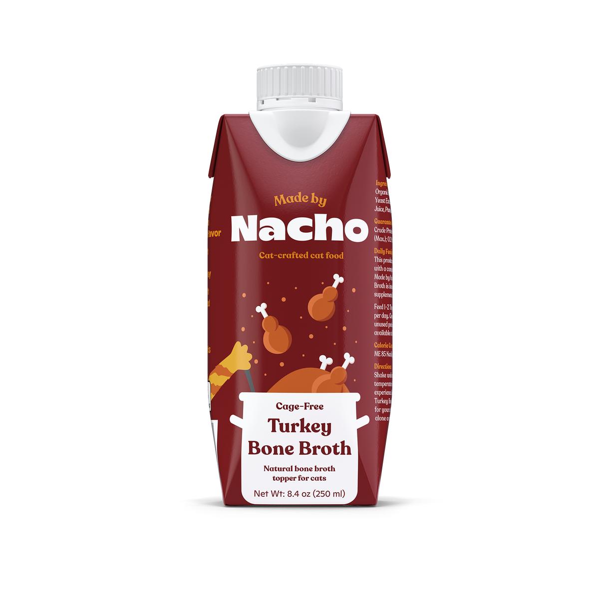 Made By Nacho Cage-Free Turkey Bone Broth Cat Food Topper, 8.4-oz