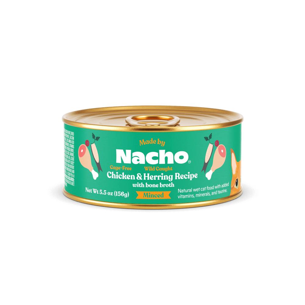 Made By Nacho Cage-Free Chicken & Wild Caught Herring with Bone Broth Minced Wet Cat Food Can, 5.5-oz