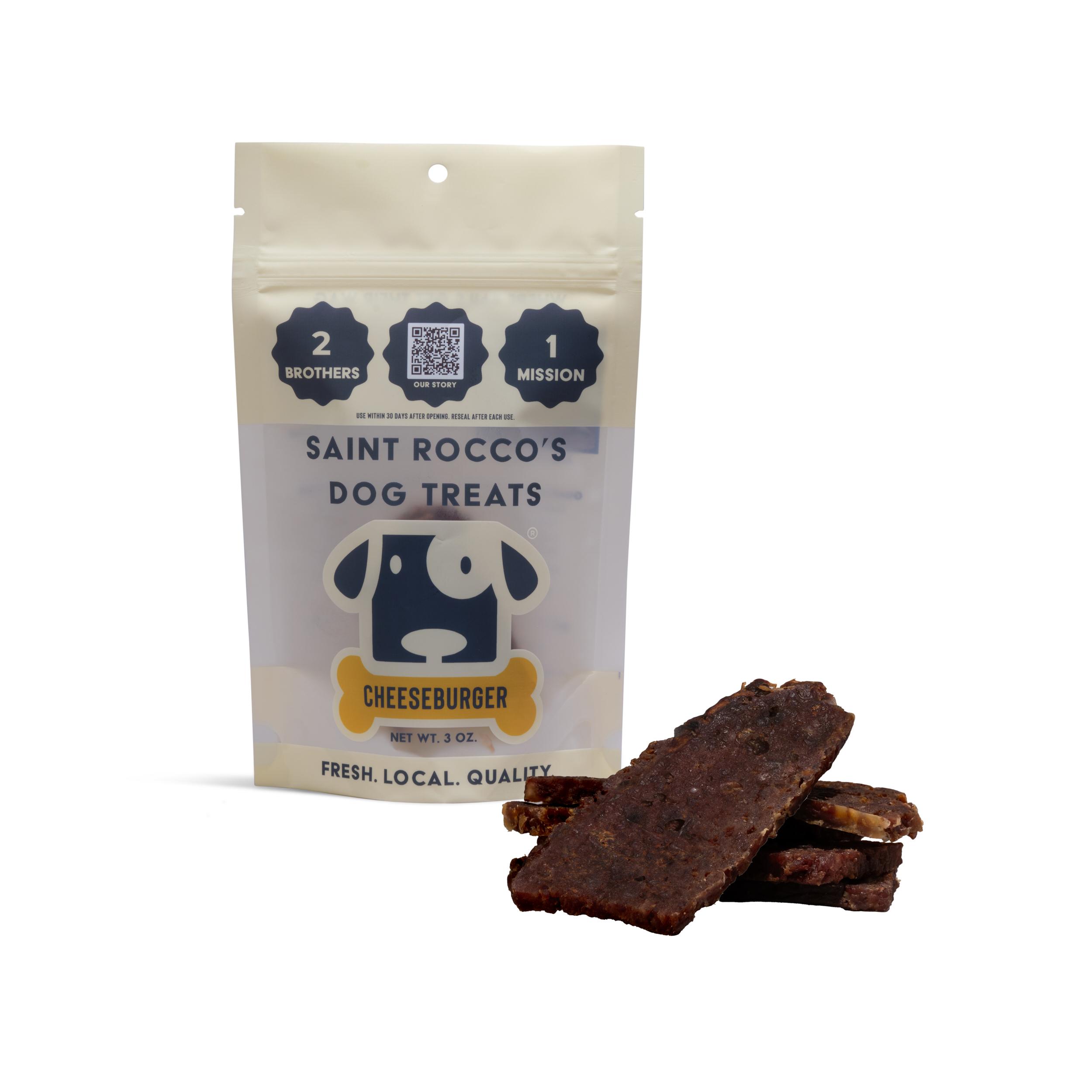 Saint Rocco's Treats Cheeseburger Jerky Dog Treats, 3-oz