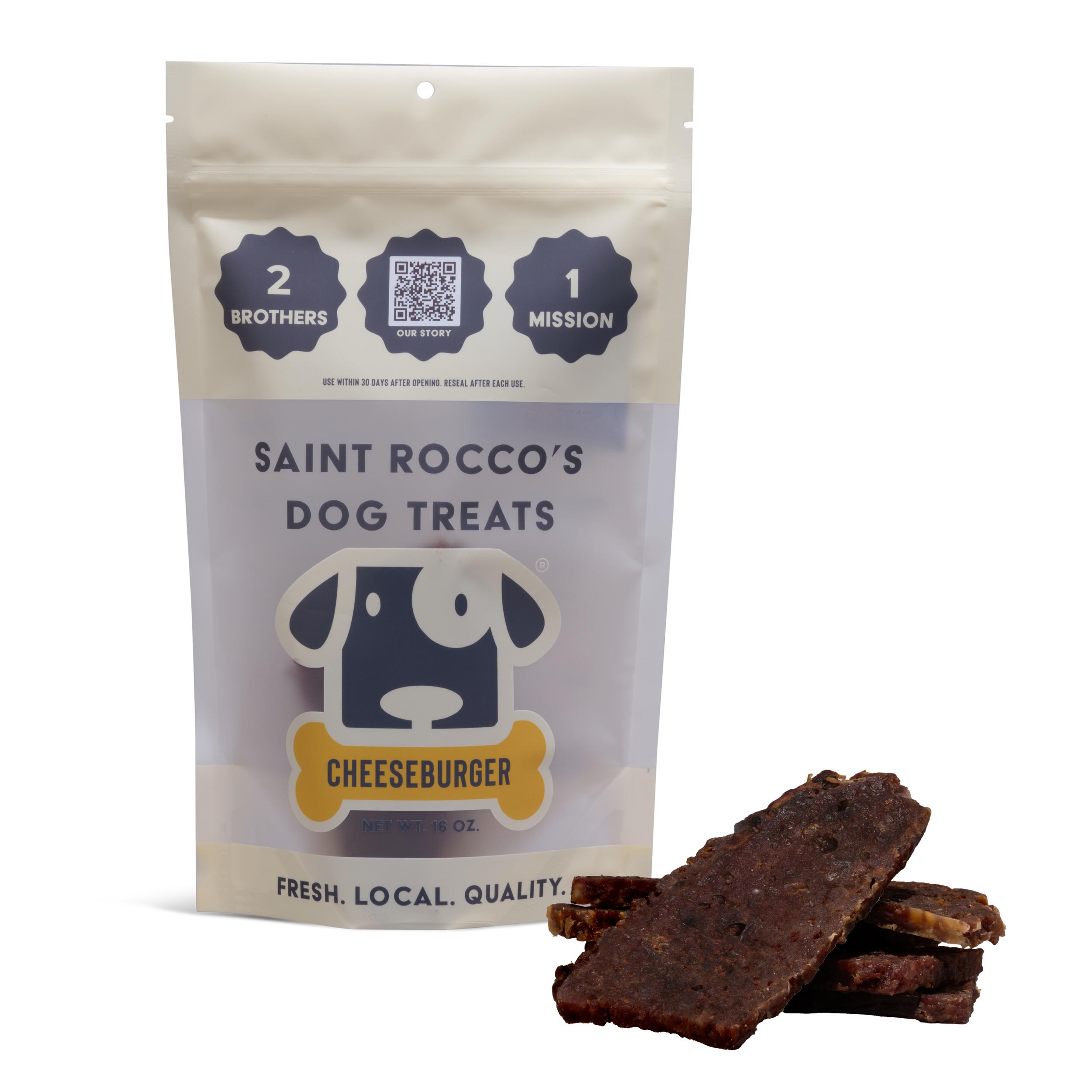Saint Rocco's Treats Cheeseburger Jerky Dog Treats, 16-oz