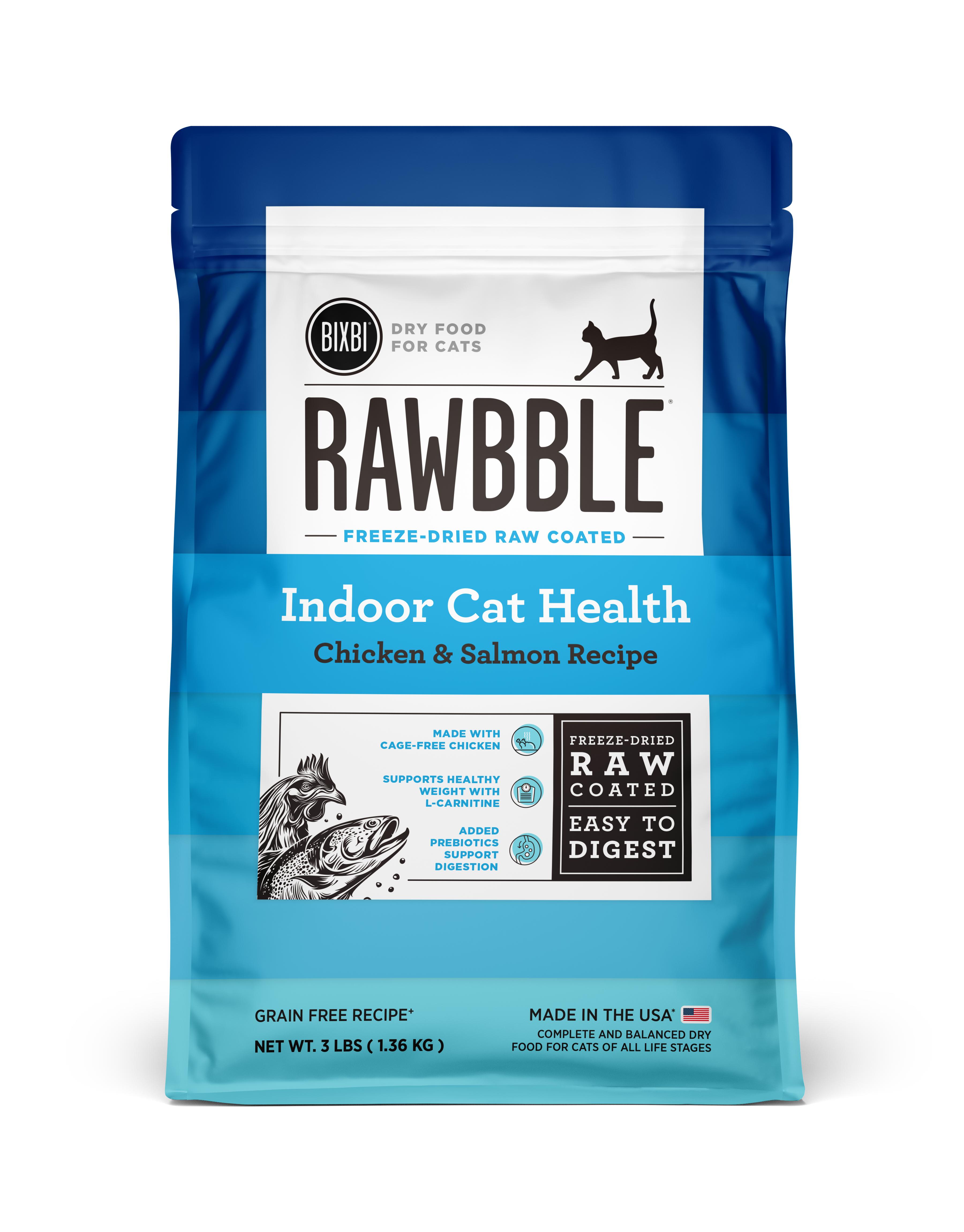 BIXBI Rawbble Indoor Cat Health Chicken & Salmon Recipe Dry Cat Food, 3-lb