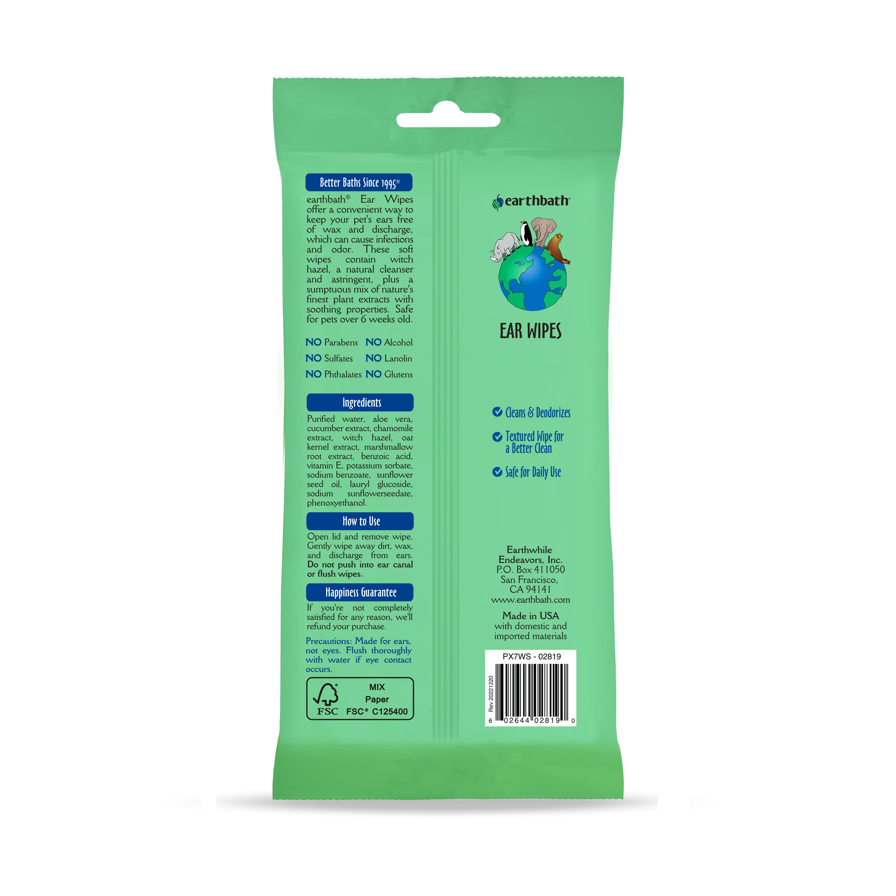 Earthbath Witch Hazel & Chamomile Pet Ear Wipes, 30-count