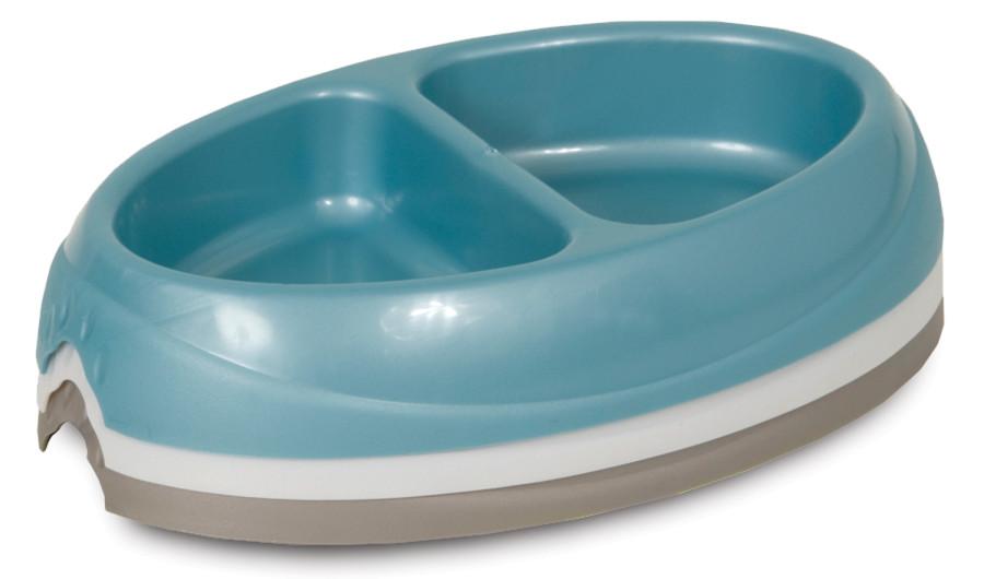Petmate Ultra Lightweight Double Diner Pet Bowl, Assorted Colors, 1-cup