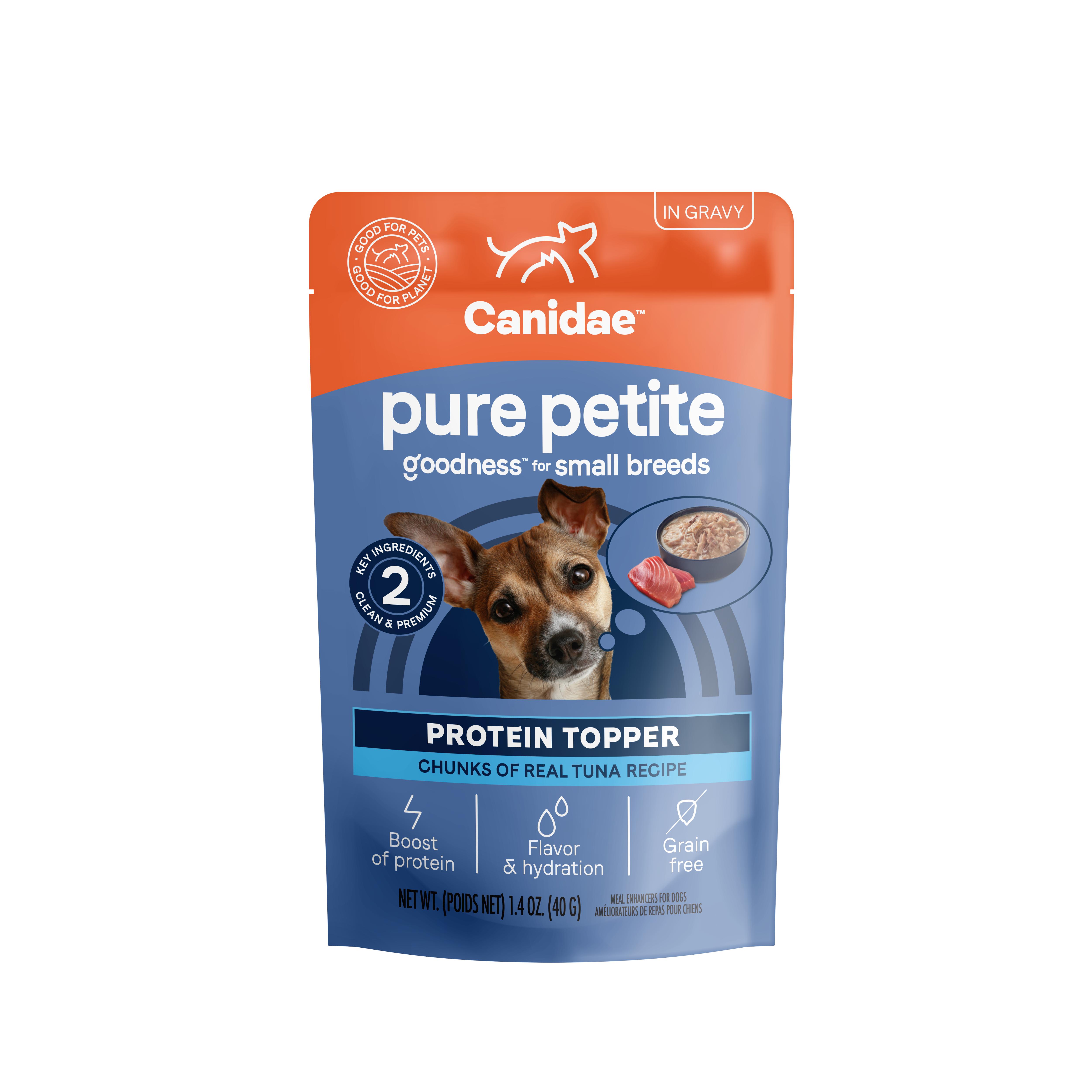 Canidae PURE Petite Goodness Protein Topper Chunks of Real Tuna Recipe in Gravy for Dogs, 1.4-oz