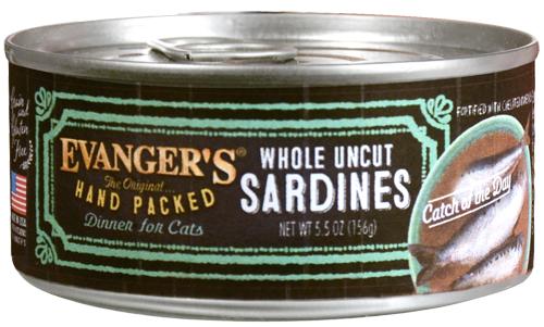 Evanger's Hand Packed Catch of the Day Whole Uncut Sardines Wet Cat Food Can