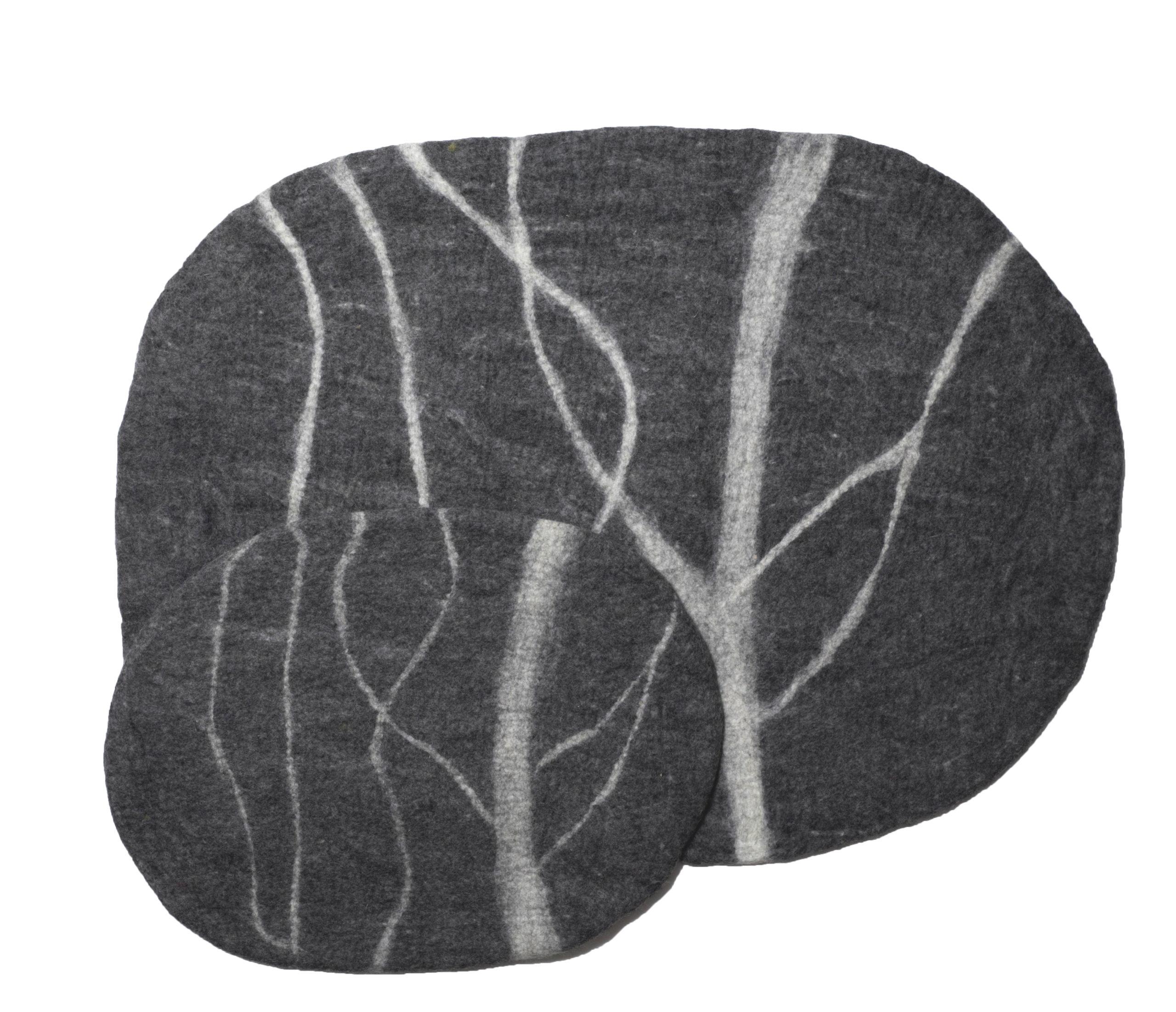 Dharma Dog Karma Cat River Stone Wool Pet Mat, Dark Grey