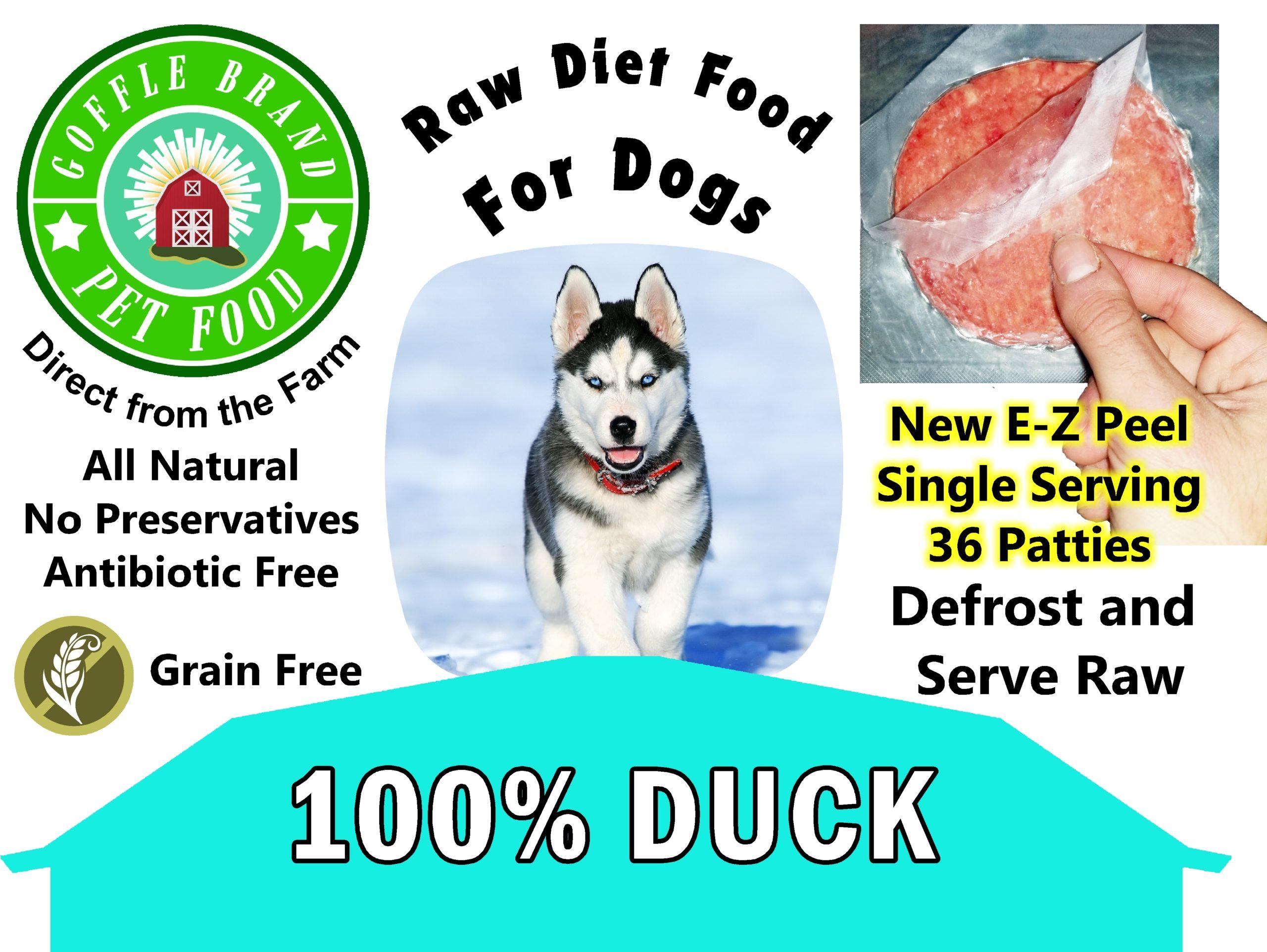 Goffle Brand Pet Food 100% Duck Patties Frozen Dog Food, 36-count