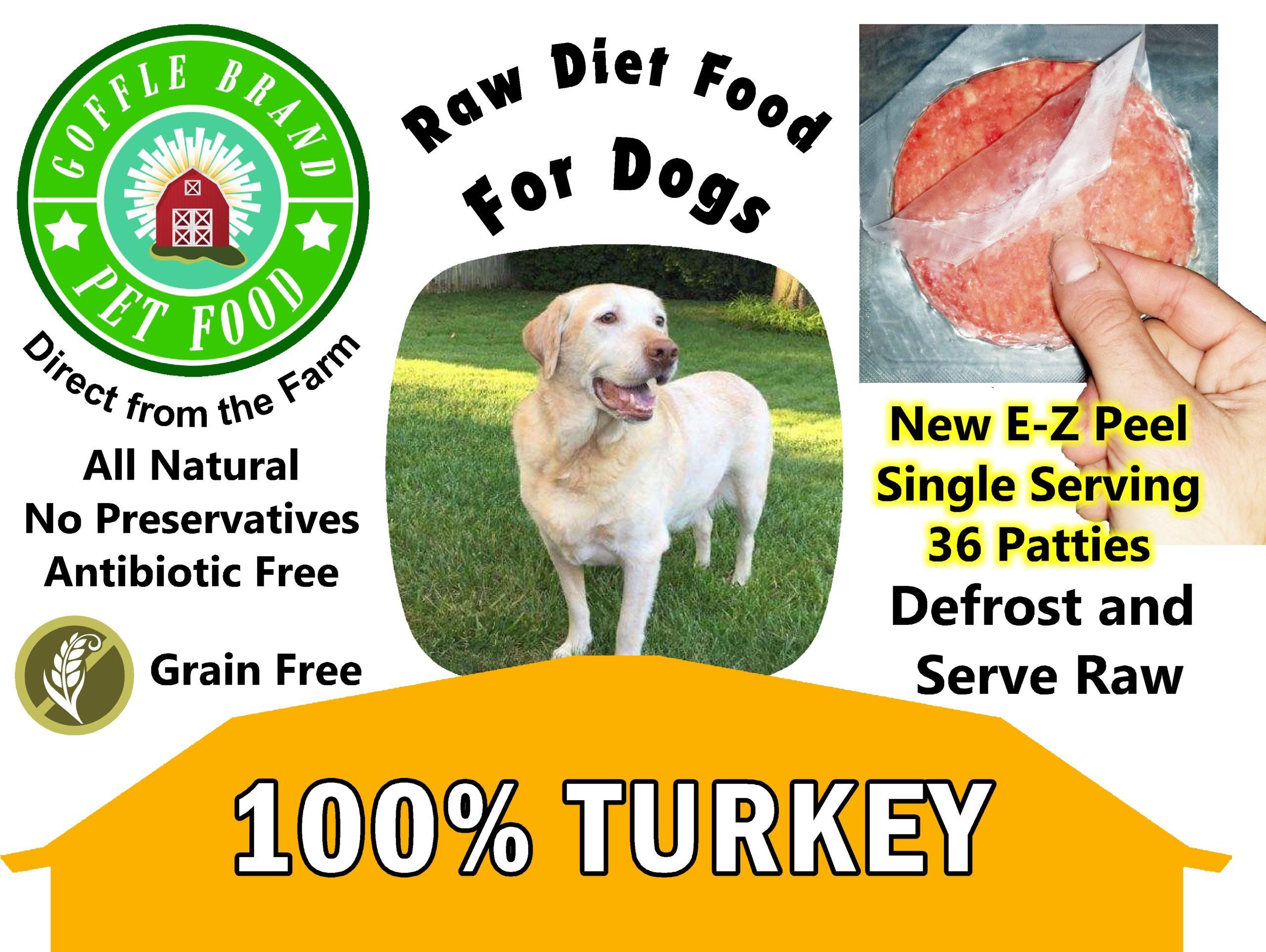 Goffle Brand Pet Food 100% Turkey Patties Frozen Dog Food, 36-count