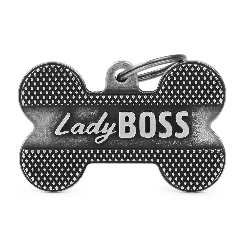 MyFamily Bronx Bone Lady Boss Pet ID Tag, X-Large