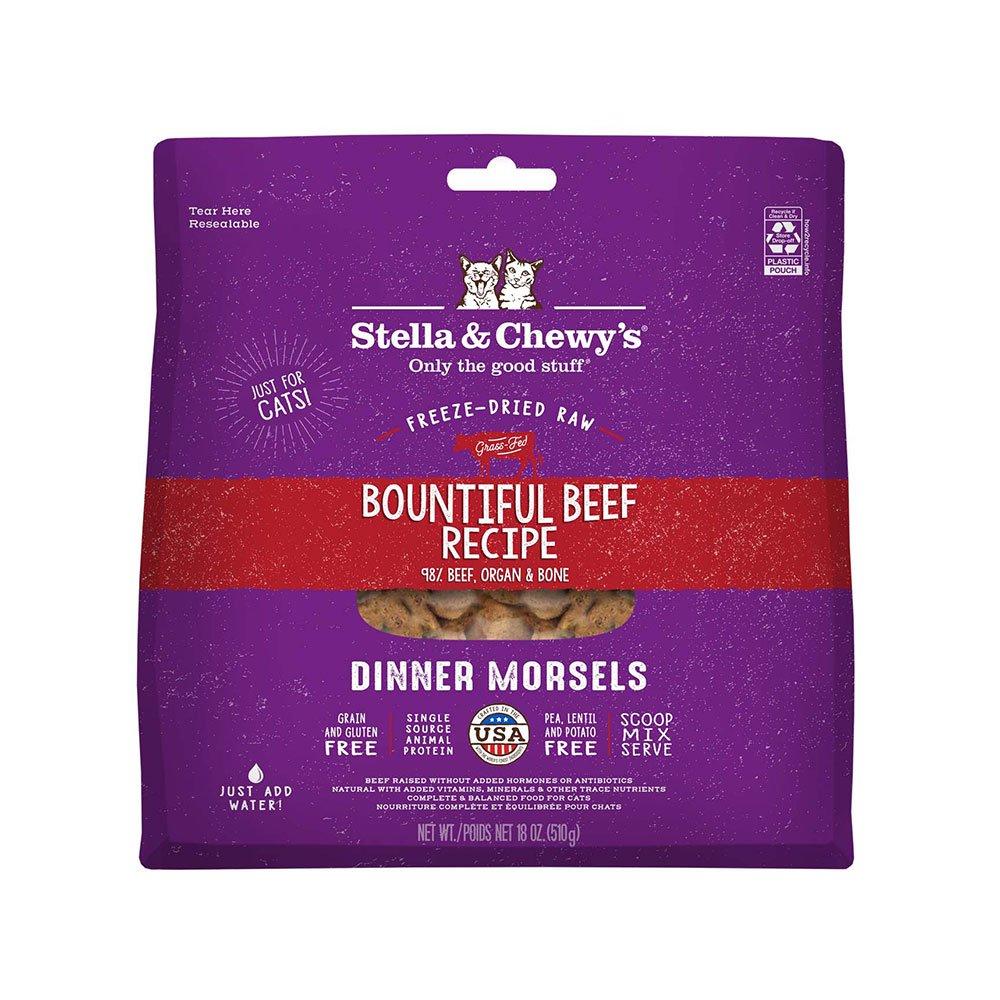 Stella Chewy s Bountiful Beef Dinner Morsels Raw Freeze Dried Cat Food 18 oz Janis Jacks
