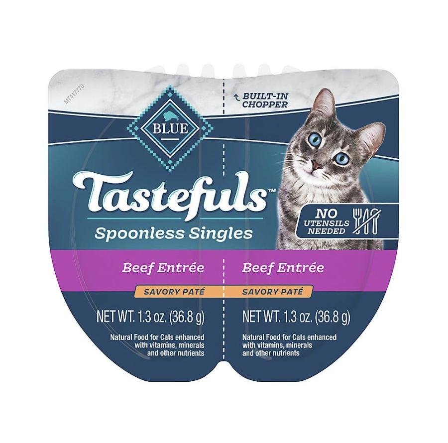 Blue Buffalo BLUE Tastefuls Spoonless Singles Beef Entree Pate Wet Cat Food Trays
