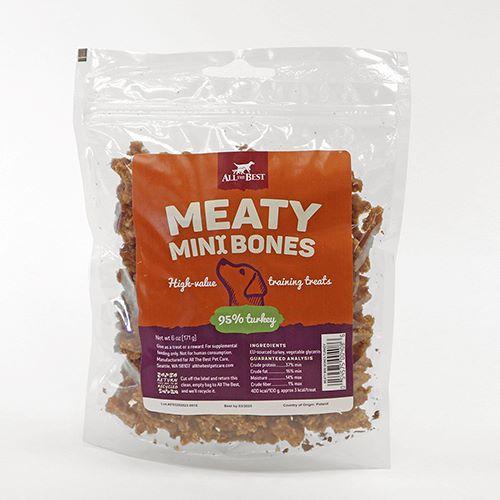 All The Best Meaty Mini Bones Turkey Dog Training Treats, 6-oz