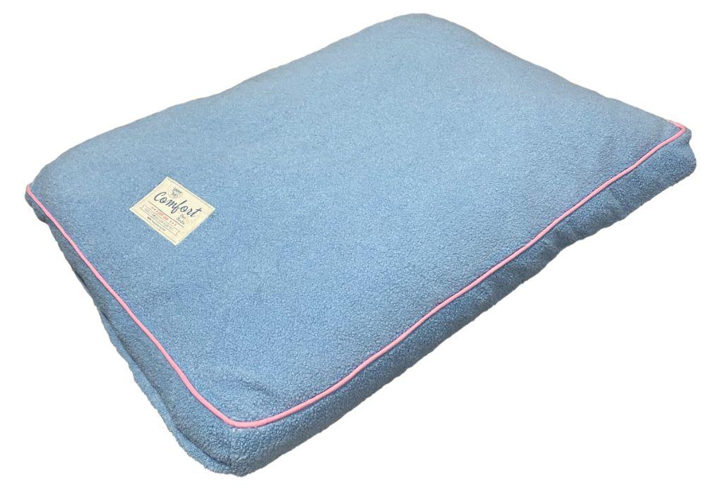 Happy Tails Comfort Teddy Fur Gusset Dog Bed, Light Blue