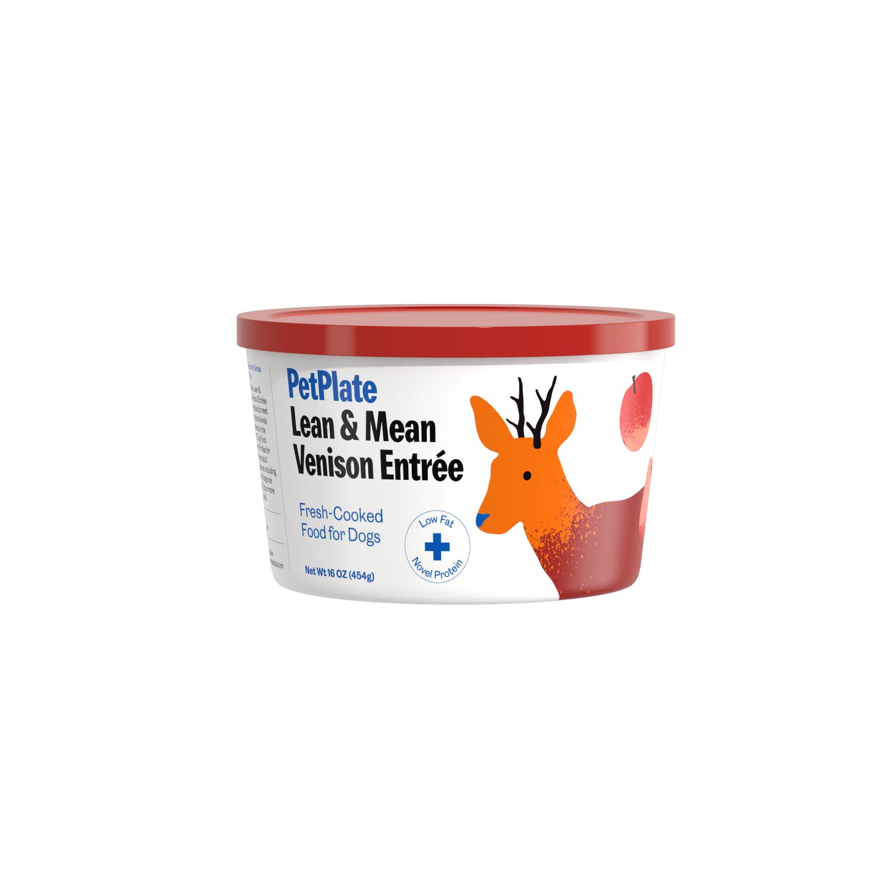 PetPlate Lean & Mean Venison Entree Human-Grade Fresh Food for Dogs, 8-oz