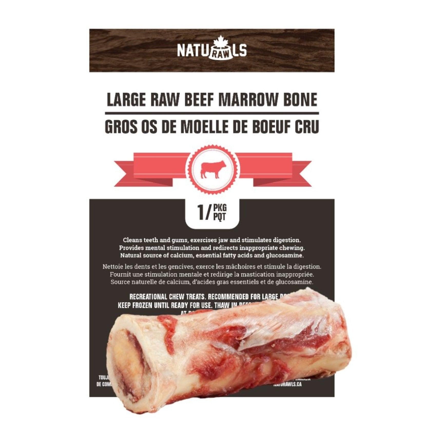 Naturawls Raw Beef Marrow Bones Frozen Dog Treats, 3-in, 2-count