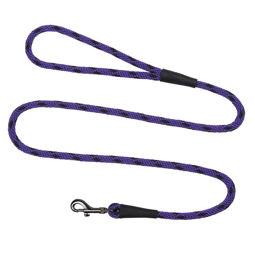 Mendota Pet Small Snap Checkered Dog Leash, Black Ice Purple, 3/8-in x 4-ft