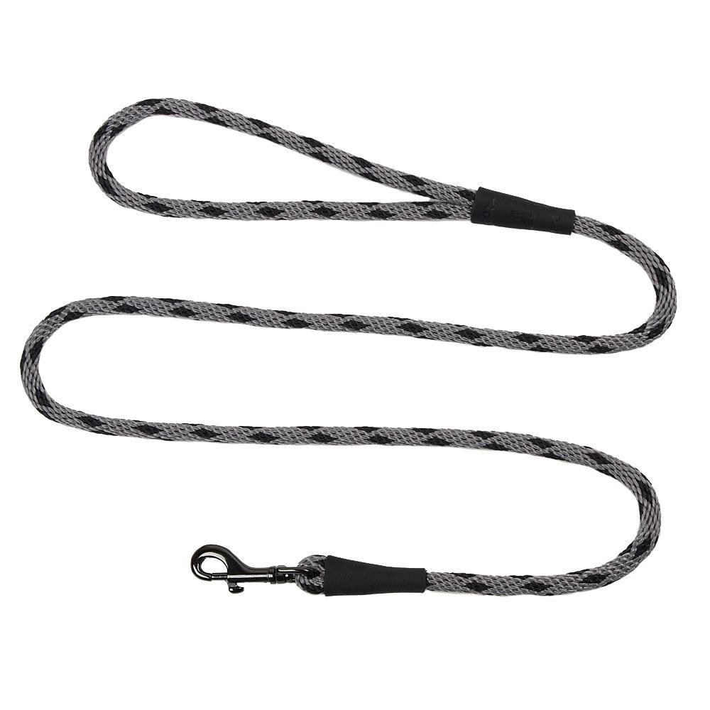 Mendota Pet Small Snap Checkered Dog Leash, Black Ice Silver, 3/8-in x 4-ft