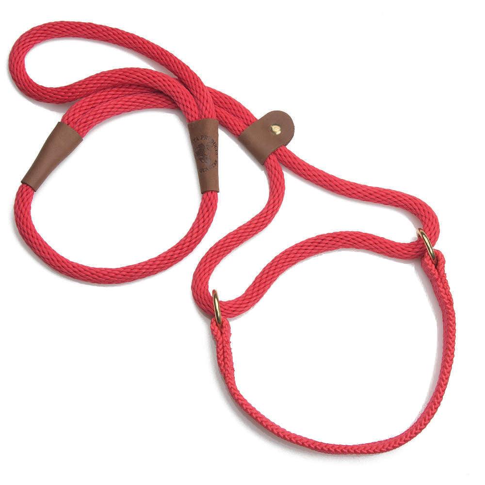 Mendota Pet Large Martingale Slip Walker Dog Collar & Leash, Red, 1/2-in x 6-ft