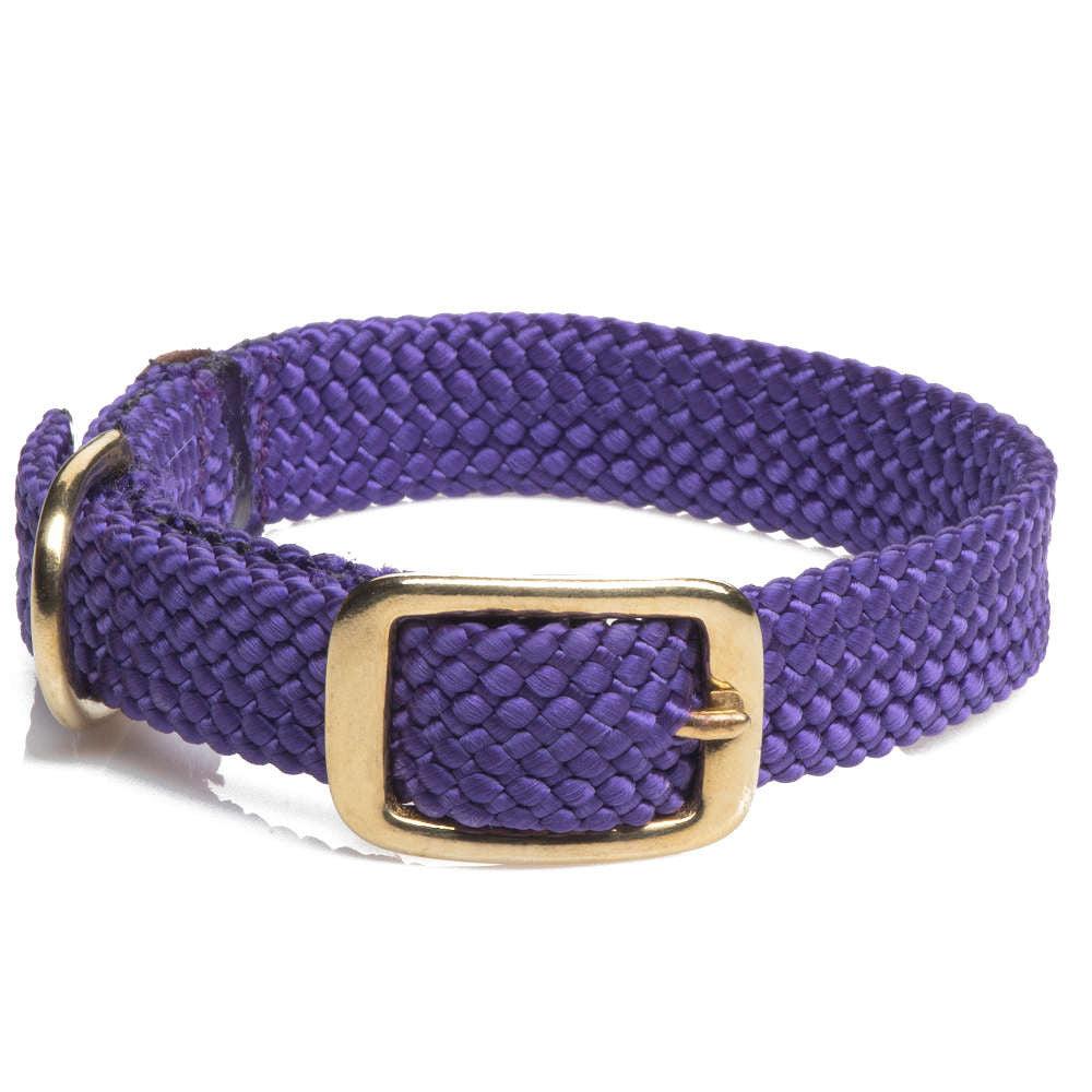 Mendota Pet Double Braid Brass Dog Collar, Purple, 1-in x 21-in