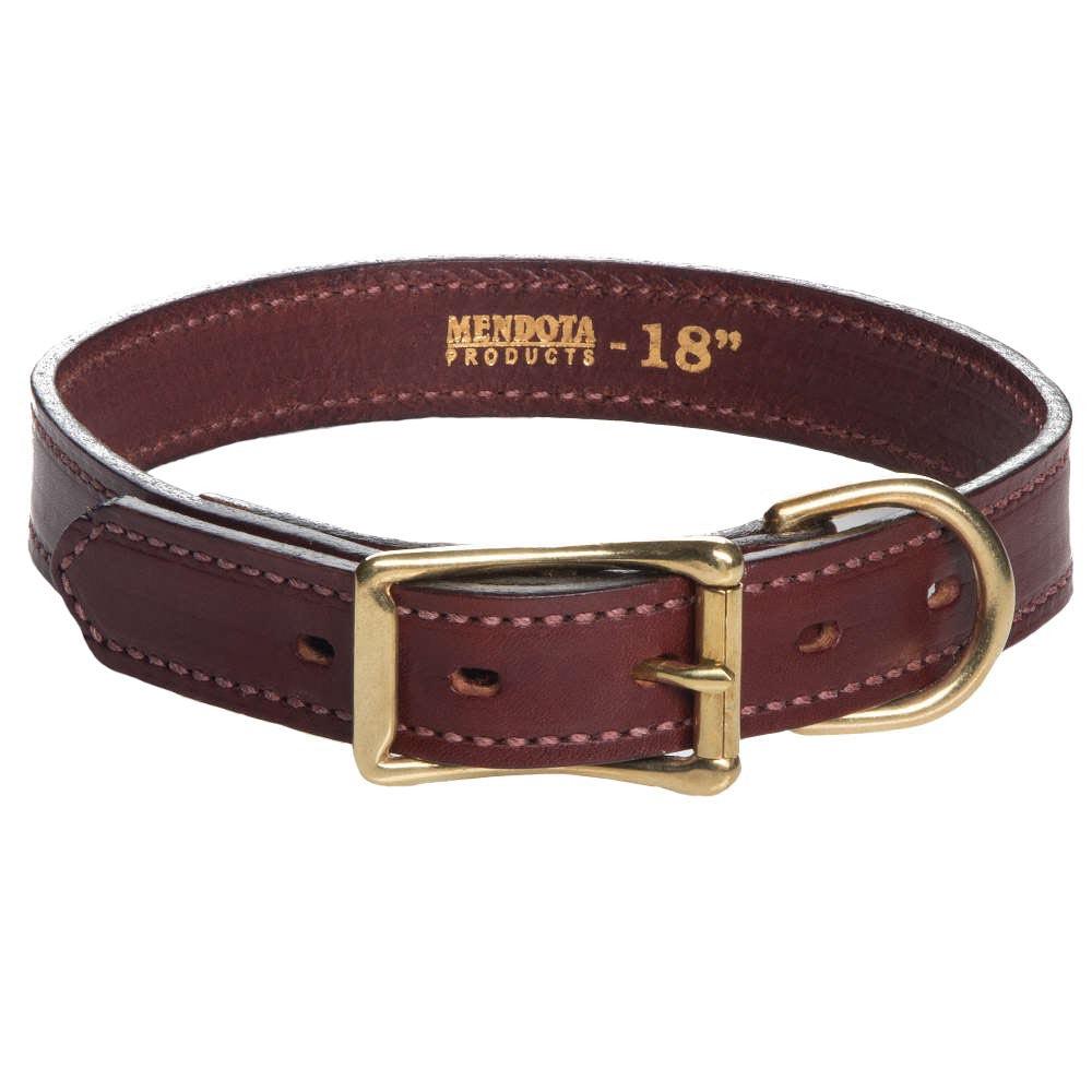 Mendota Pet Leather Wide Standard Dog Collar, Chestnut
