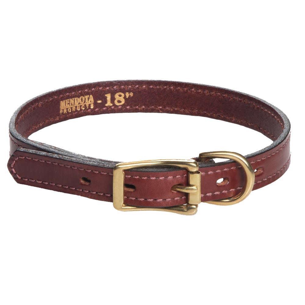 Mendota Pet Leather Narrow Standard Dog Collar, Chestnut, 3/4-in x 12-in