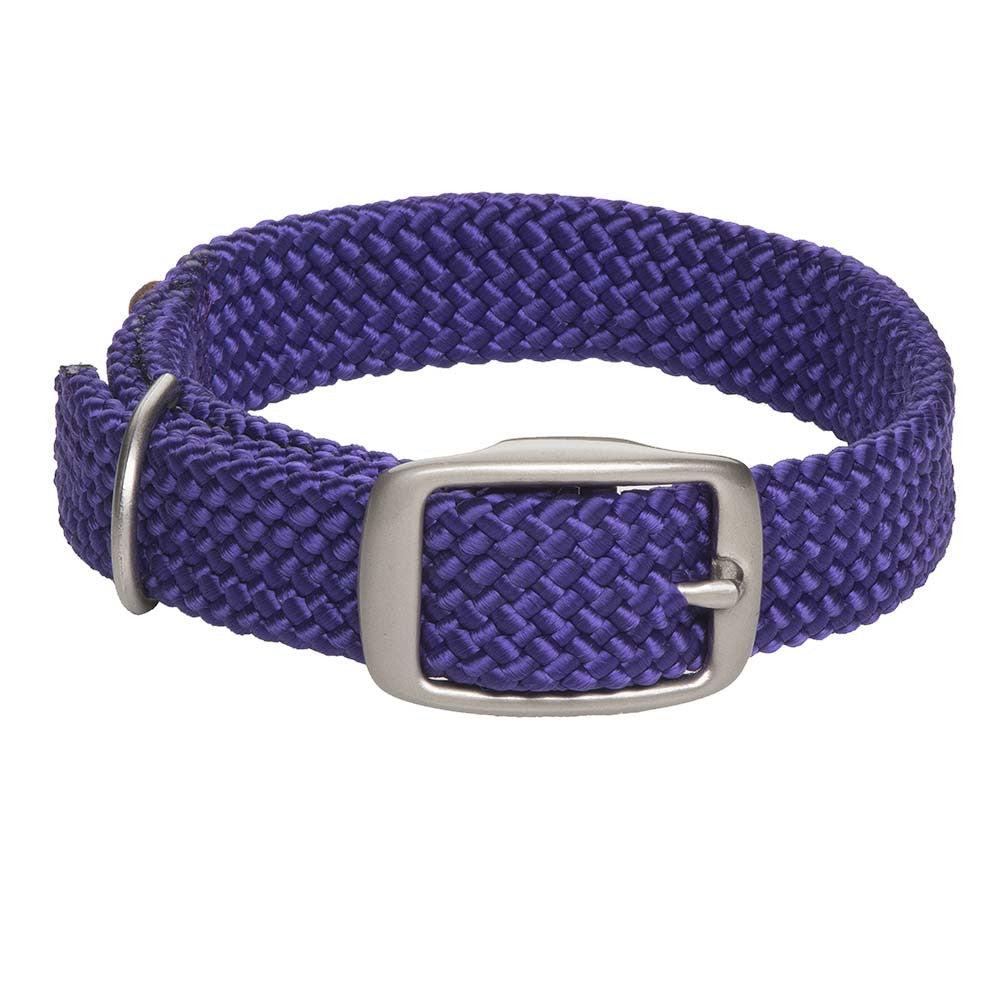 Mendota Pet Double Braid Satin Nickel Junior Dog Collar, Purple