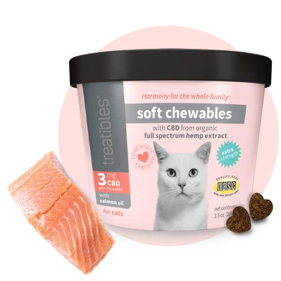 Treatibles Soft Chewables Extra Strength with Salmon Oil Alternative Supplement for Cats, 3mg, 3.5-oz