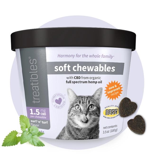Treatibles Soft Chewables Surf 'n' Turf Flavor Alternative Supplements for Cats, 1.5mg, 0.7-oz