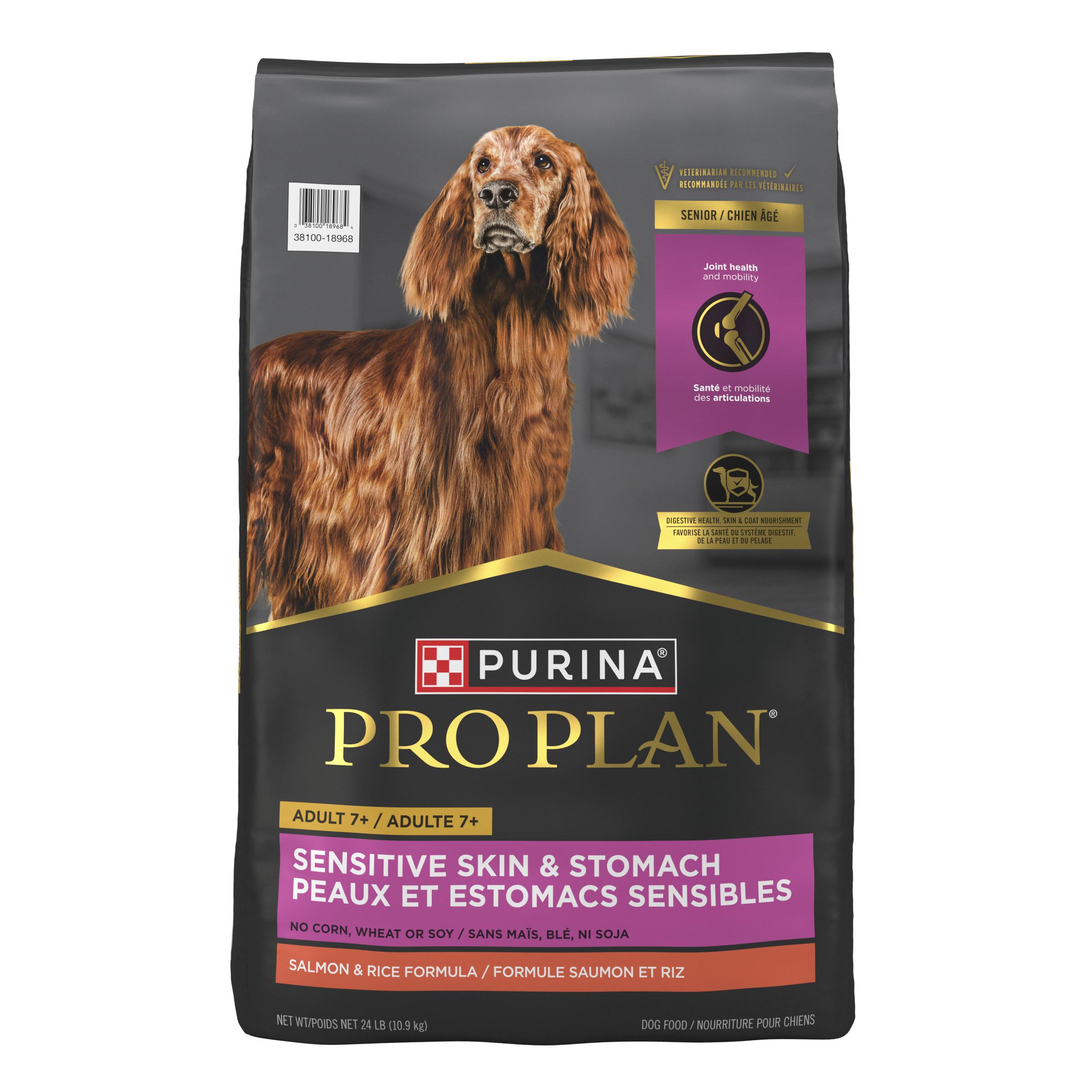 Purina Pro Plan Sensitive Skin & Stomach Salmon & Rice Adult 7+ Dry Dog Food, 24-lb