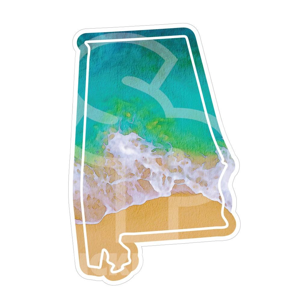 Sticker Pack Alabama State Beach Sticker, Large, 4-in
