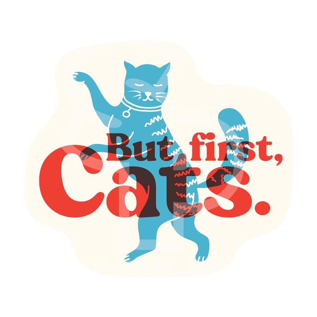 Sticker Pack But First Cats Sticker, Small, 2-in