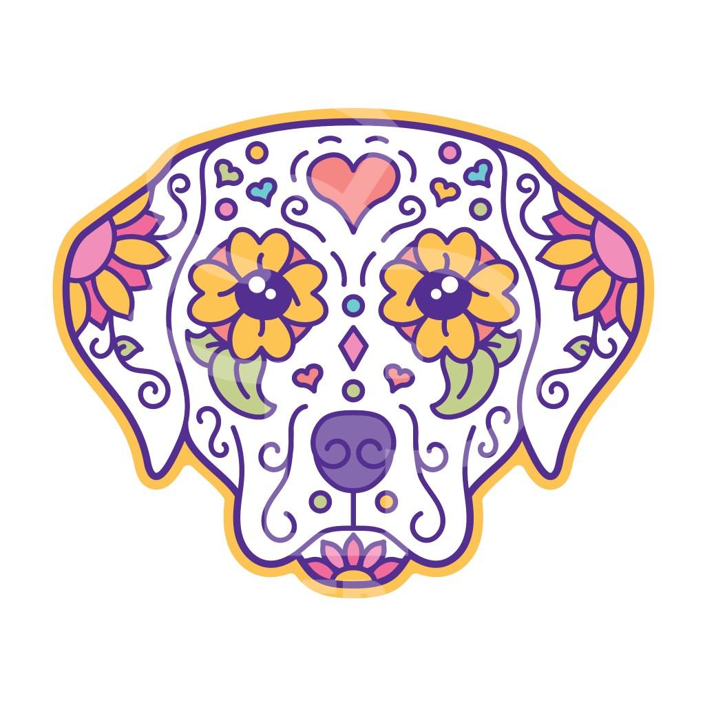 Sticker Pack Sugar Skull Dog Sticker, Large, 4-in