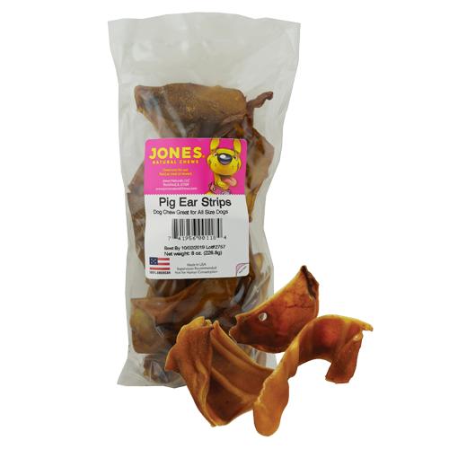 Jones Natural Pig Ear Snacks Dog Treats, 8-oz