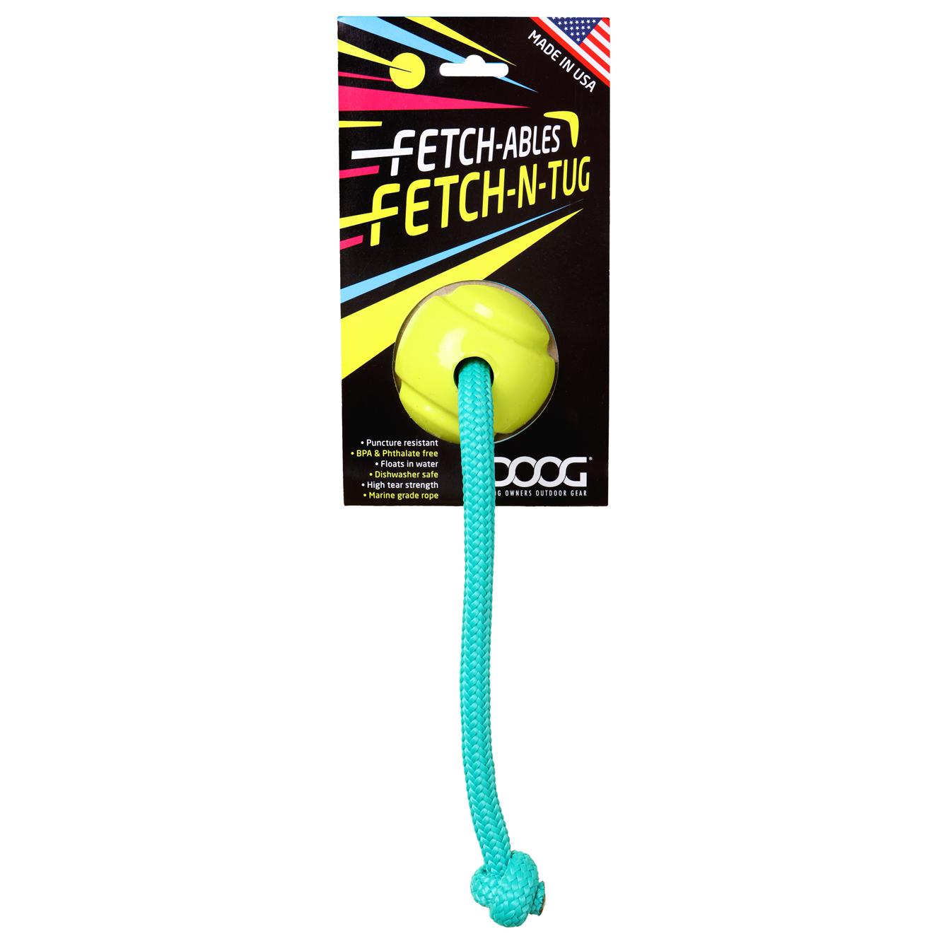 Doog Fetch-Ables Fetch-N-Tug Ball & Rope Dog Toy, Yellow