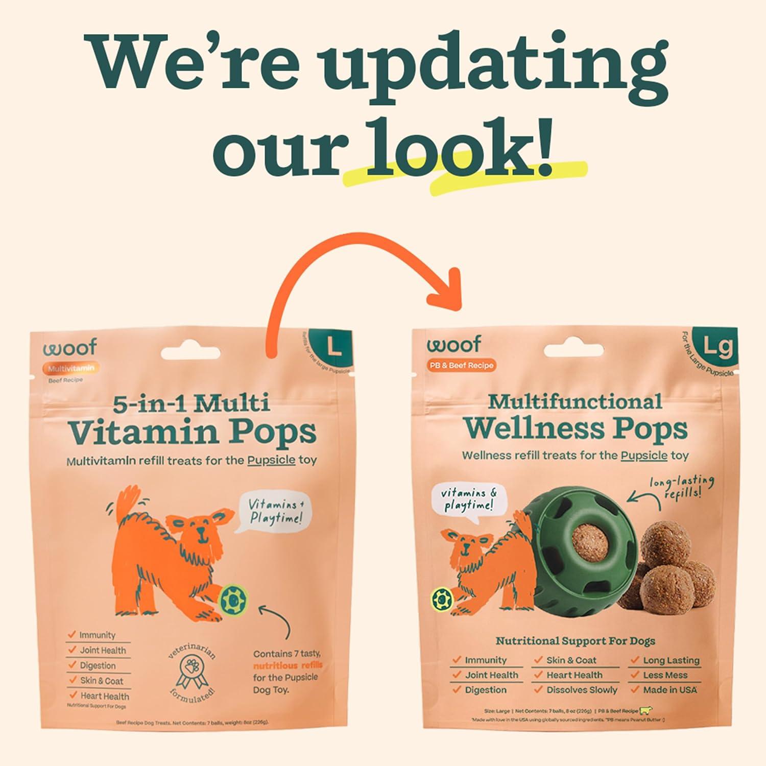 Woof Multifunctional Wellness Pops Peanut Butter & Beef Dog Treats, Large, 7-count, 8-oz