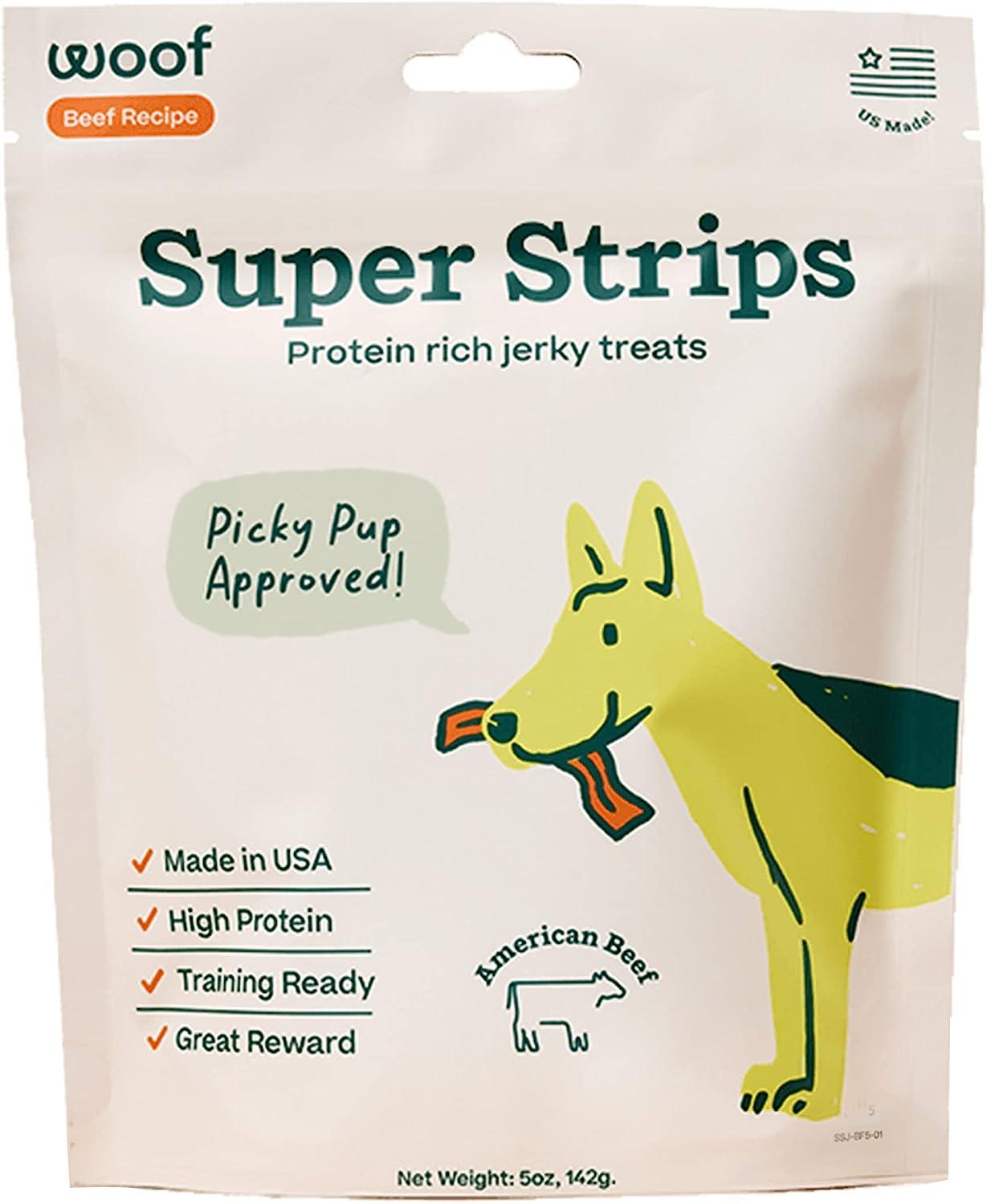Woof Super Strips Beef Dog Treats, 5-oz