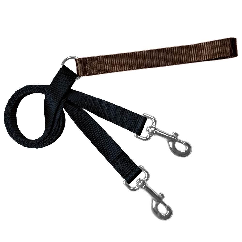 2 Hounds Design Double Connection Training Dog Leash, Brown, 1-in