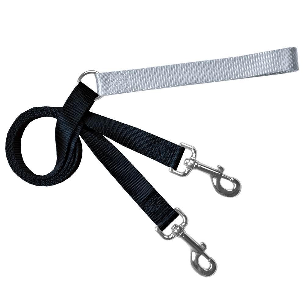 2 Hounds Design Double Connection Training Dog Leash, Silver, 1-in