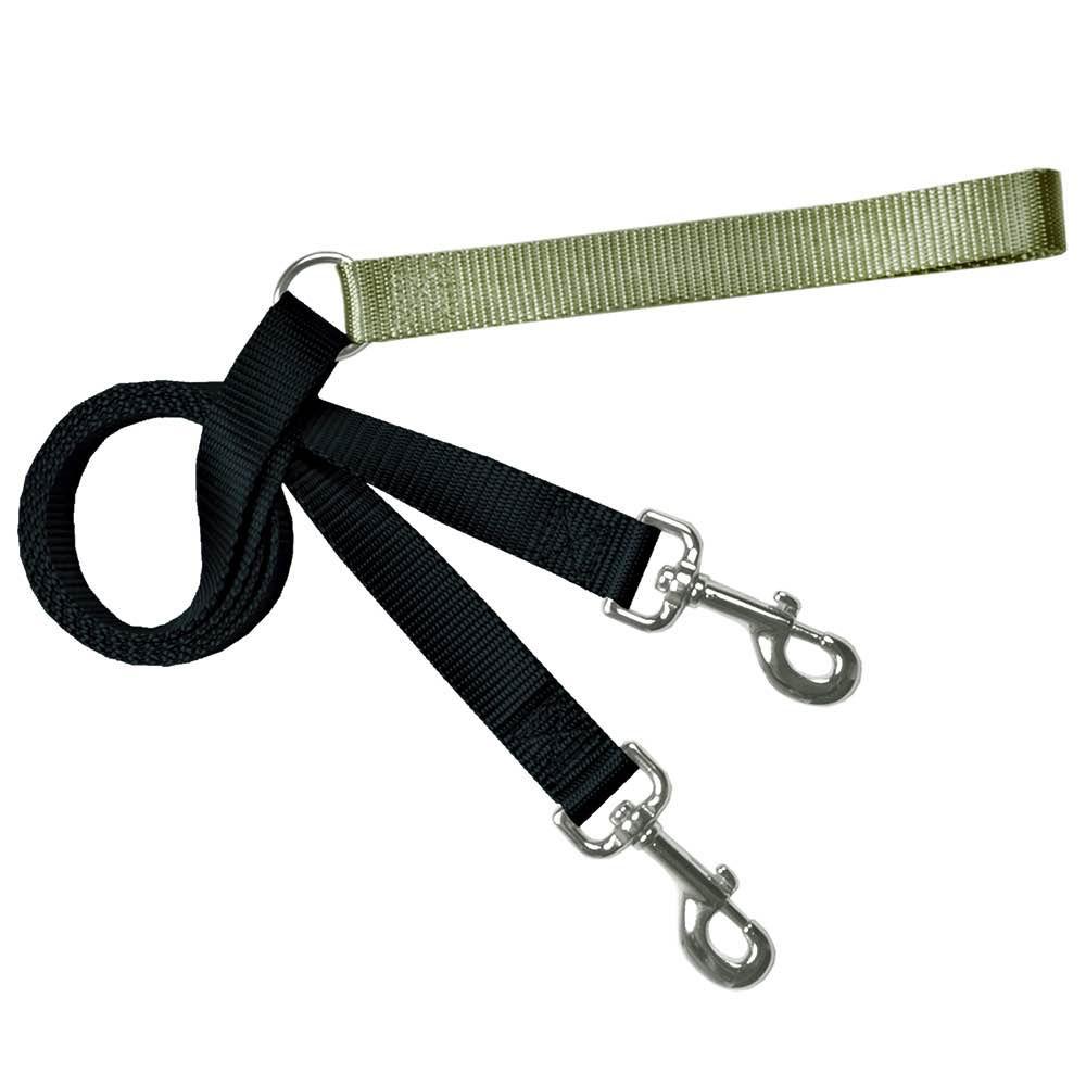 2 Hounds Design Double Connection Training Dog Leash, Tan, 1-in