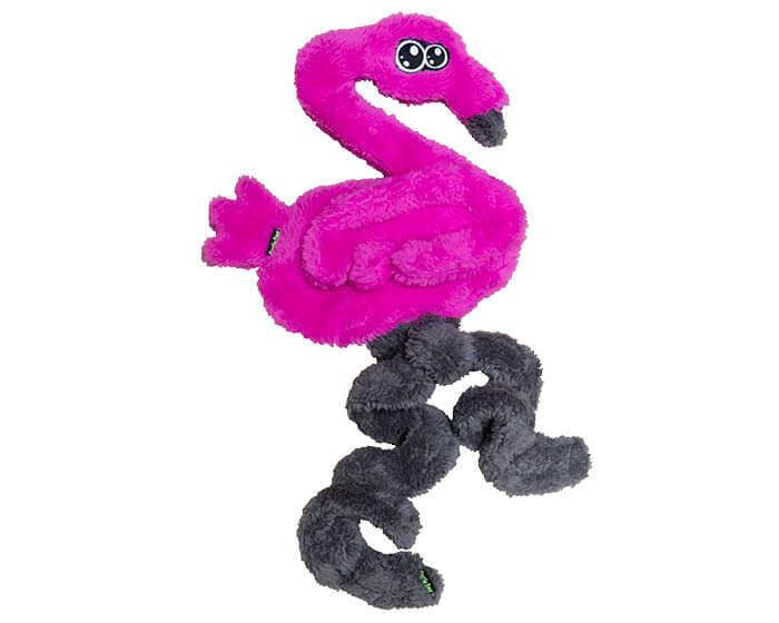 Cycle Dog Duraplush Springy Flamingo Dog Toy, Fuchsia/Grey, Medium