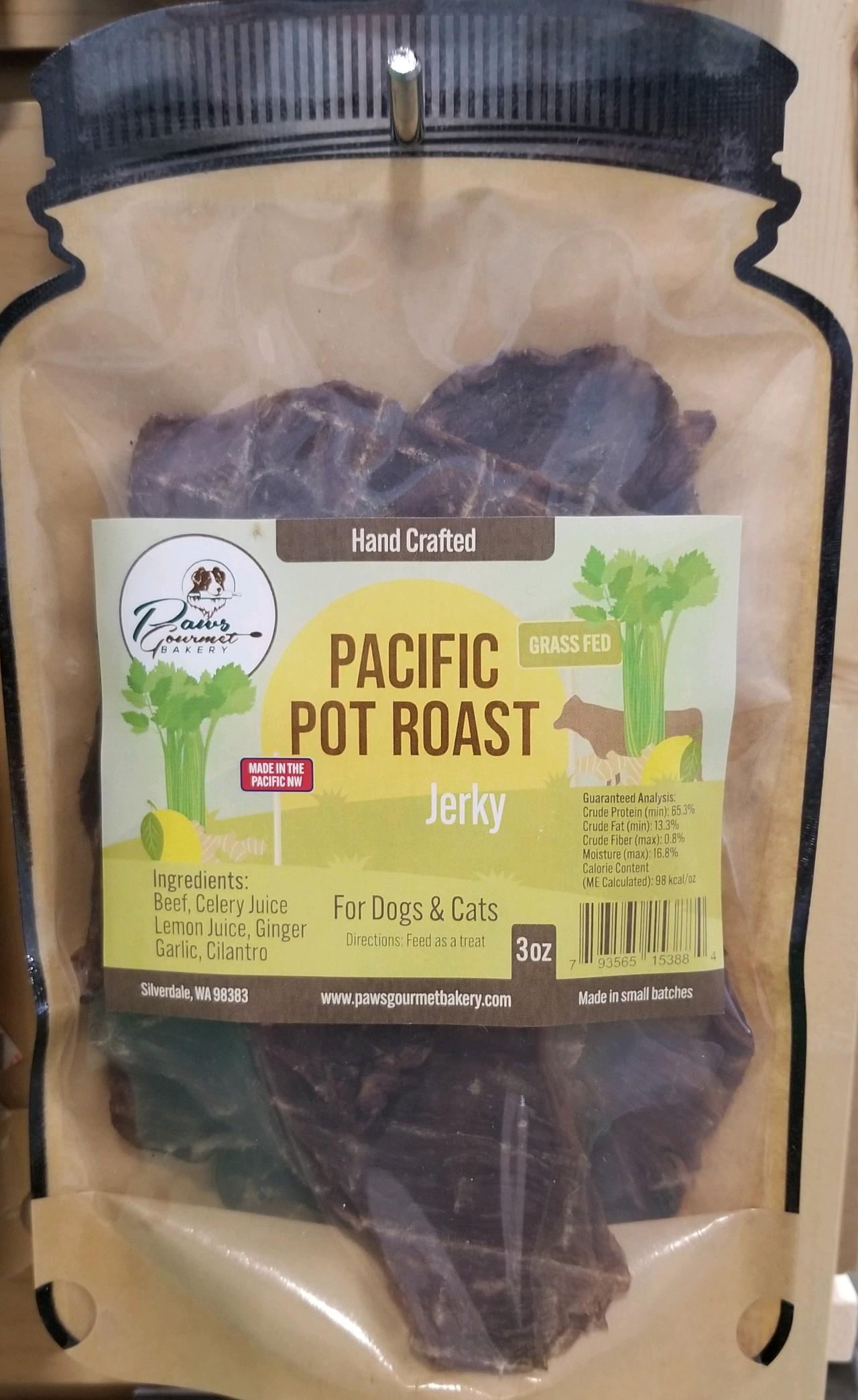 Paws Gourmet Bakery Pacific Pot Roast Jerky Dog & Cat Treats, 3-oz
