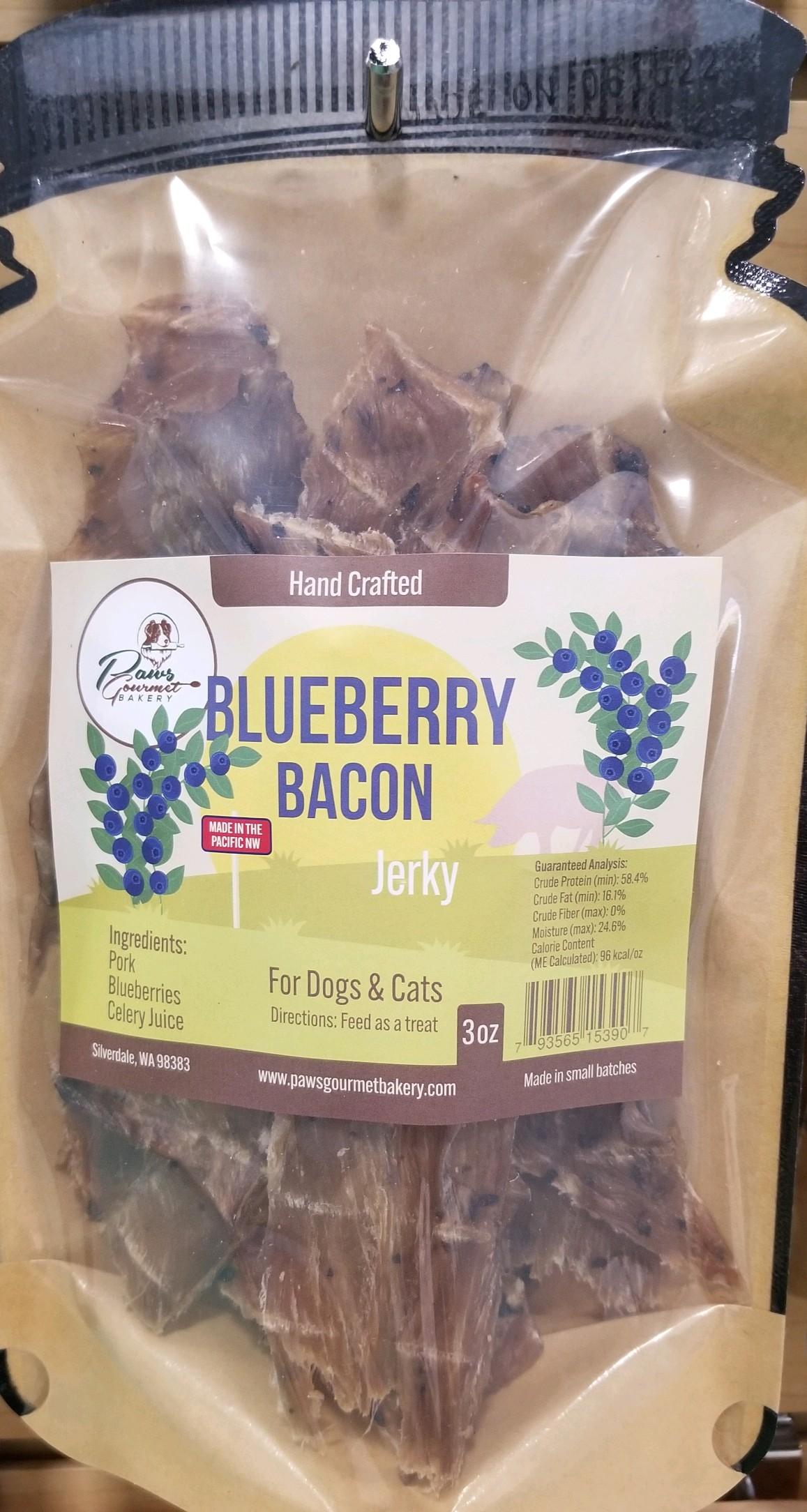 Paws Gourmet Bakery Blueberry Bacon Jerky Dog & Cat Treats