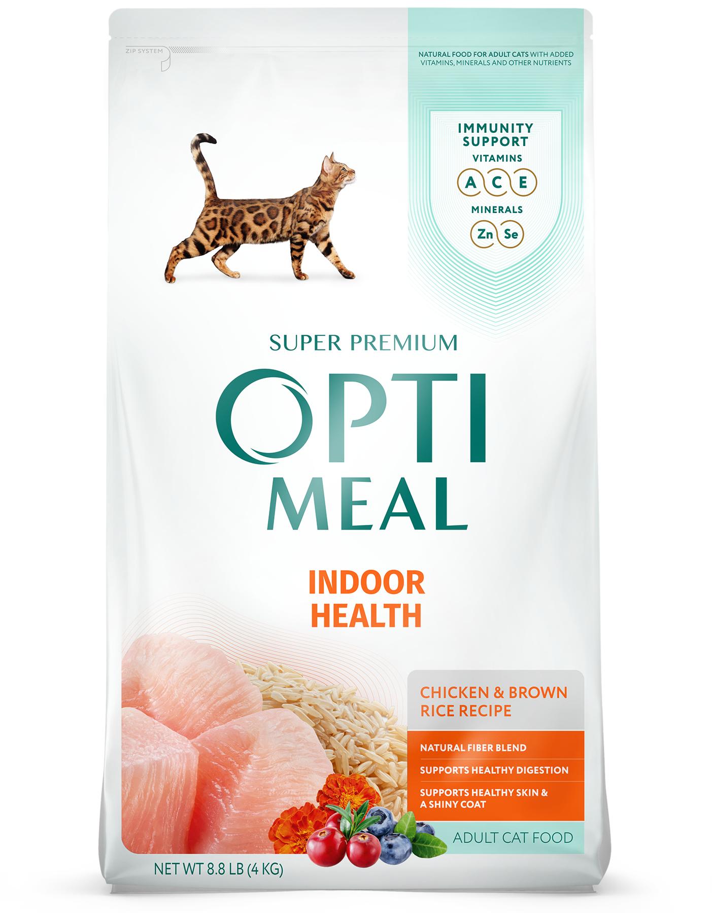 OptiMeal Indoor Health Chicken & Brown Rice Dry Cat Food, 8.8-lb
